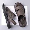 Fashion 2025 Summer Outdoor Leather Sandals for Men Dual-use Solid Color Beach Shoes Slipper Male New Designer  Driving Shoes Man