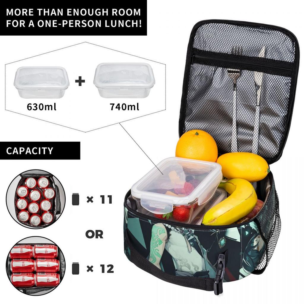 Genshin Impact Xiao 9 Insulated Lunch Bag for Women Kids Portable Food Boxes Thermal Lunch Box Tote