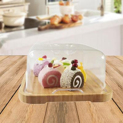Bamboo Dessert Stand, Cake Platter with Lid, Display Butter Cheese Dish for Candy,
