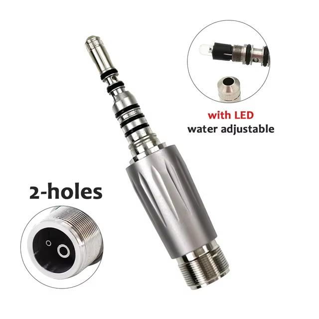 Niceden Dental Standard Head Air Turbine Handpiece High Speed Stainless Body K-Type Quick Coupler with Optic Light for FG Burs2/4/6 Hole