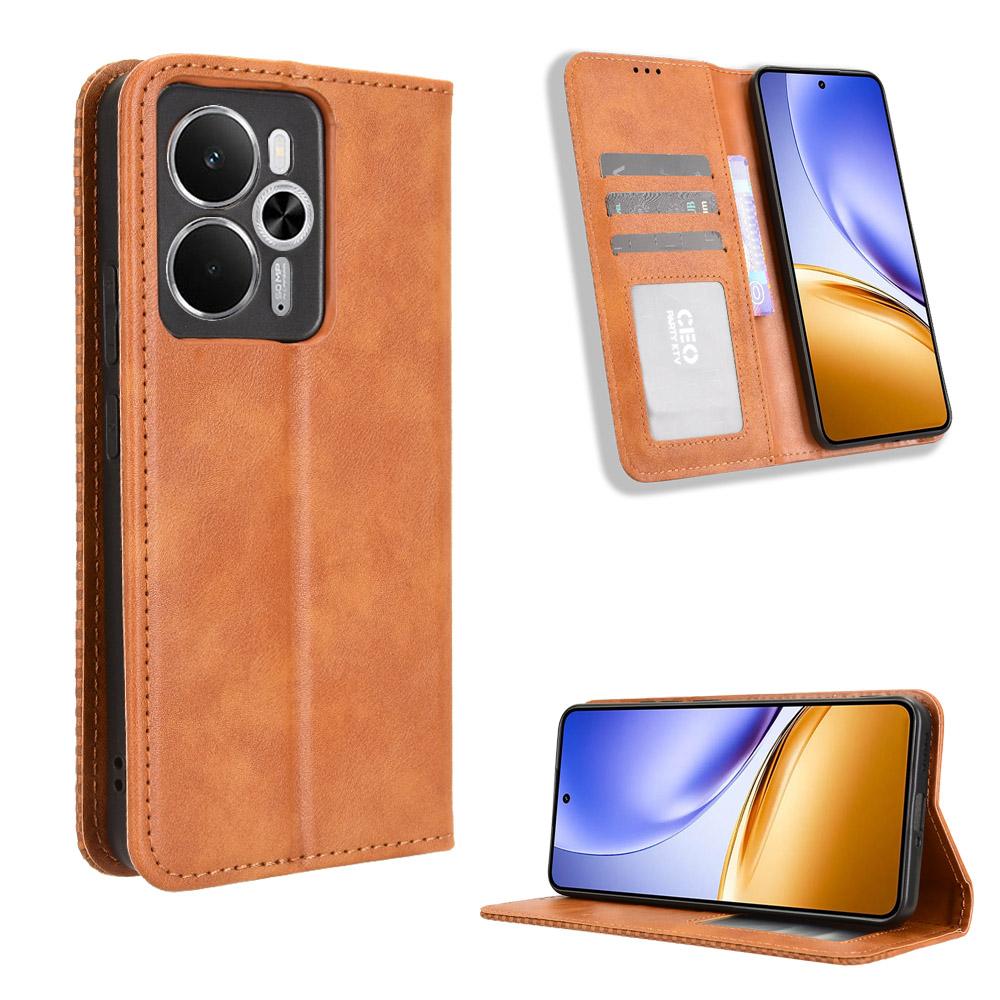 For Realme 14T 5G/14 5G Leather Case Wallet Stand Retro Texture Phone Cover