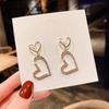 Korean Women's Earrings 2022 New Fashion Net Red Temperament Double Love Crystal Earrings Manufacturers Wholesale Sales Gothic