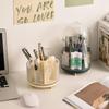 360 Rotating Makeup Brush Holder With Lid for Vanity Makeup Organizer Cosmetics Lipstick Storage Box Tools Cotton Swab Container