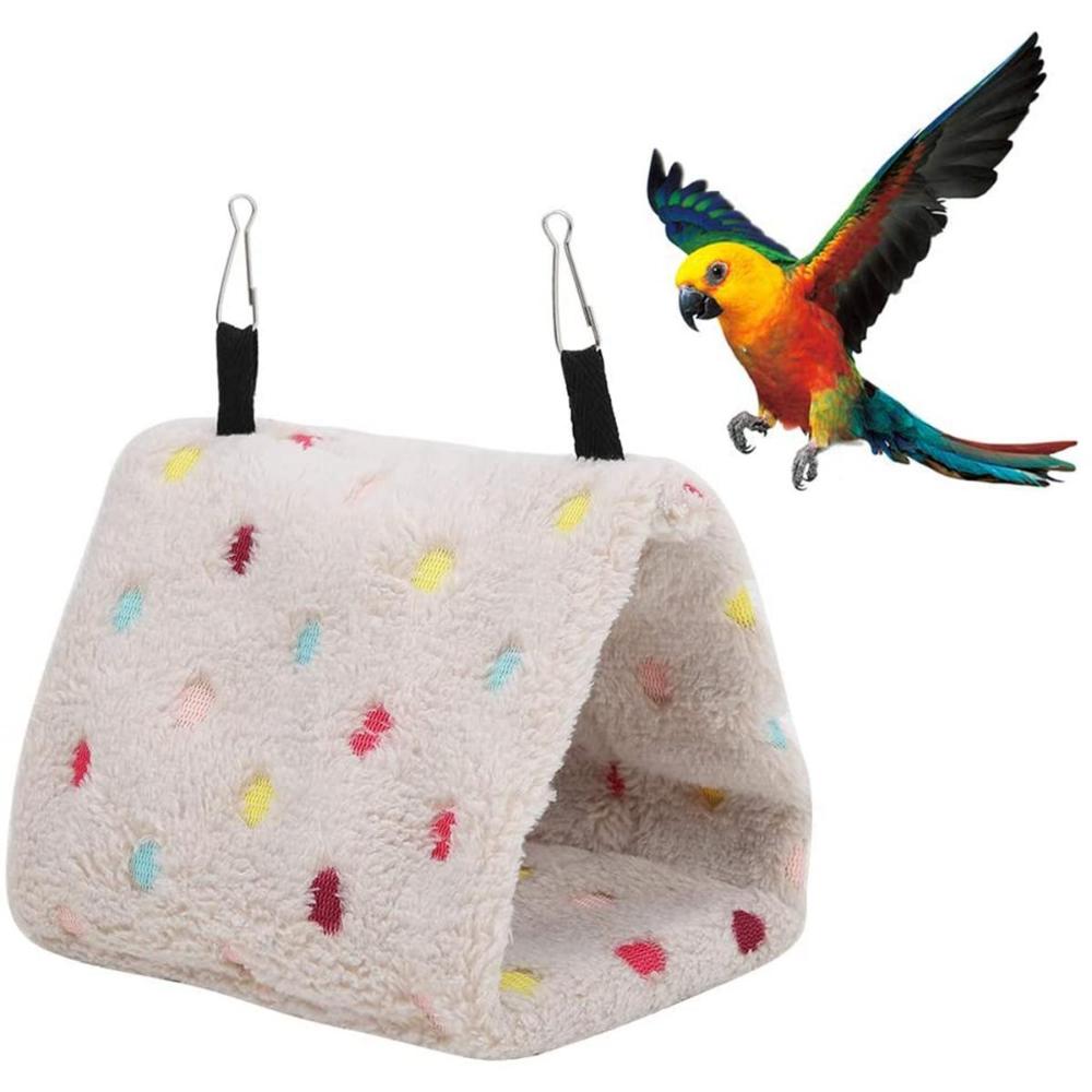 

Warm Polka Dots Cave House Hanging Hut Bird Parrot Cage Bird Bed Hammock Tent