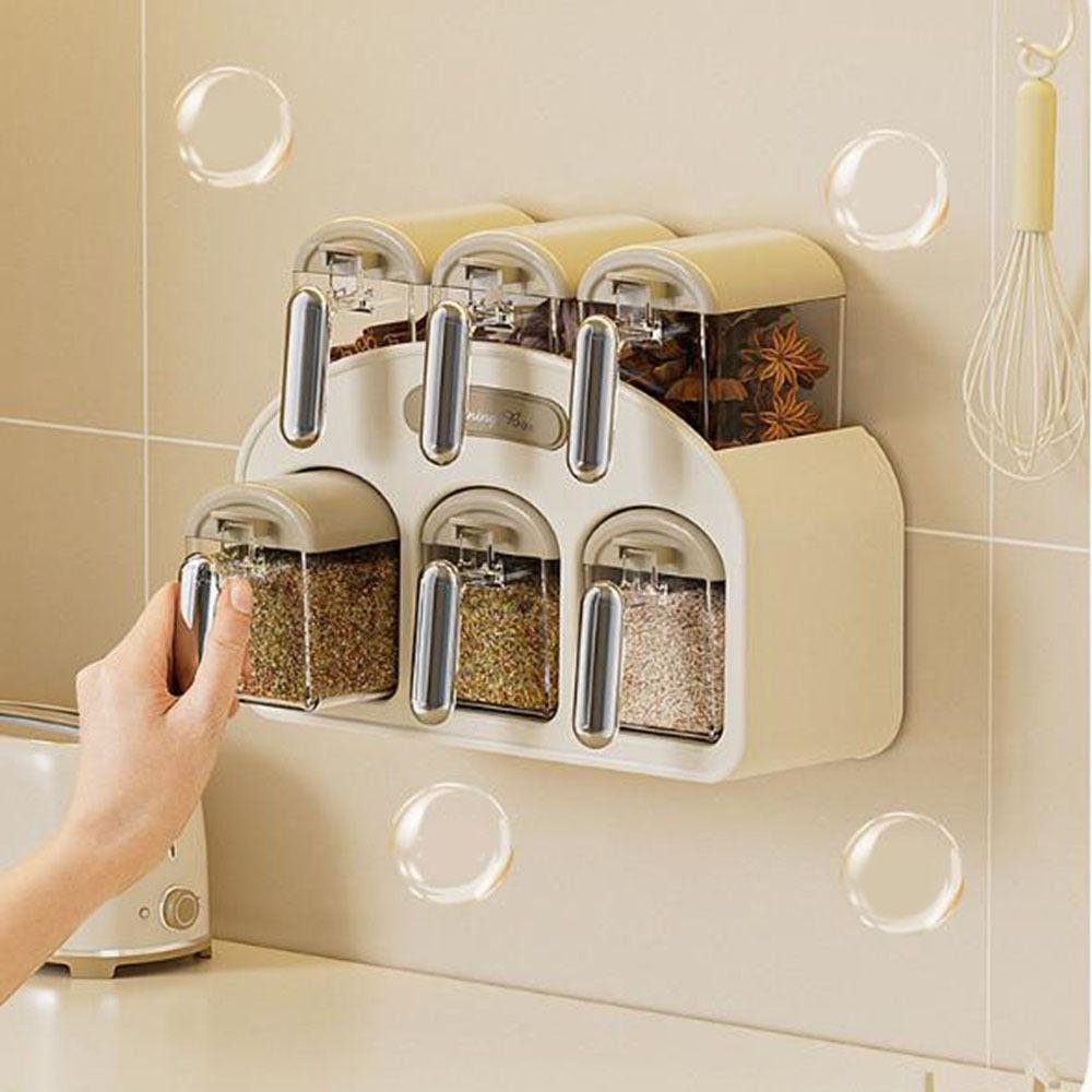 Plastic Wall Mounted Seasoning Box Moisture-proof Spice Storage Rack Spice Container  for Home