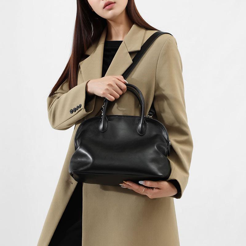 Bowling bag retro minimalist style niche high sense portable women's bag shoulder crossbody Boston bag