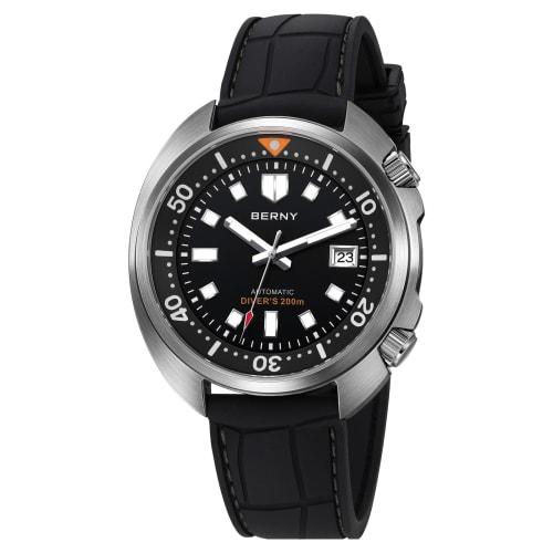 

BERNY Men s Watch, Manual and Automatic, 200m Water Resistant, AR-Coated Sapphire Crystal, Super Luminous, Calendar, Fluorocarbon Rubber Strap, Fashio