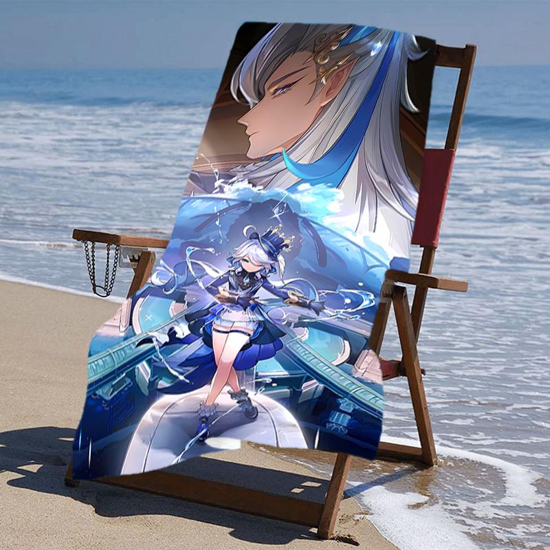 Proof Beach Towel with a Genshin Impact Navelette Pattern - Soft,absorbent,quick-drying,machine Washable - Perfect for Swimming,camping,bathing