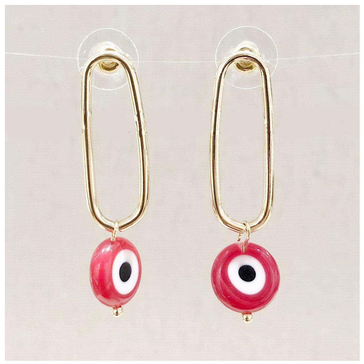 

Les Trésors De Lily [R6330] - Boucles d oreilles créateur Cléopatra rouge doré - 45x12 mm
