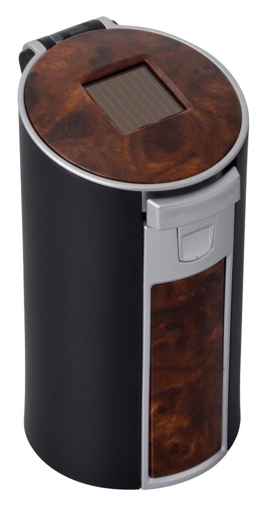 Seiwa Rakuste Solar Ash Car Ashtray, Drink Holder Style, Wood Grain, with LED, G103