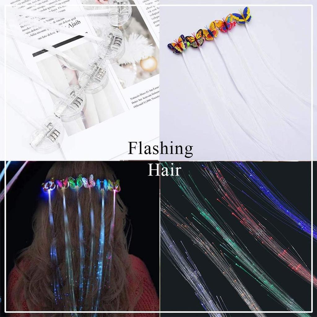 5X Random Color Glowing Hair Light Butterfly Women's Kit Cute Ornaments Clip Human Accessories Fiber Children's Flash Lights Led