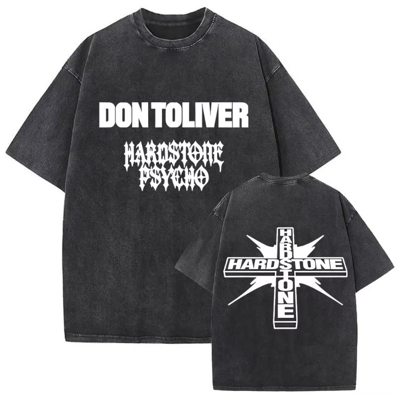 Washed Vintage Rapper Don Toliver Hardstone Psycho Album Print T Shirts Unisex Women Fashion Hip Hop Oversized Tshirts Streetwear