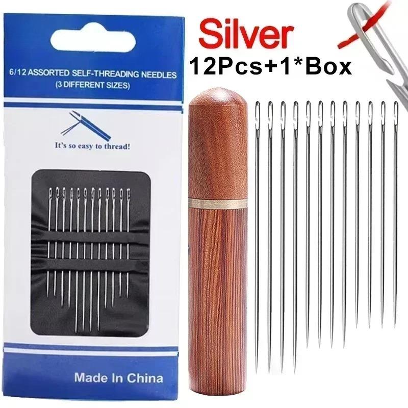 

12/36 шт. Игла для слепых Игла для пожилых Игла сбоку Большое ушко Ручная Нержавеющая сталь Швейные иглы Вдевание нити Бытовые DIY Швейные иглы 12PCS