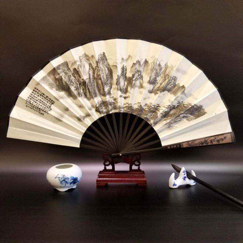 10inch Chinese Style Silk Fan Folding Fan Wedding Fan Art Gifts Dance Hand Vintage Bamboo Folding Home Decorative