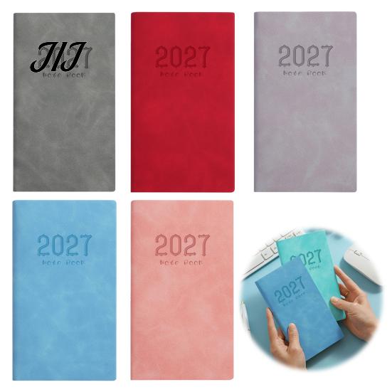 2027 Pocket Planner A6 Weekly Planner, 365 Day English Schedule Notebook Gift for Students Professionals with Ribbon Bookmark, Portable Efficiency