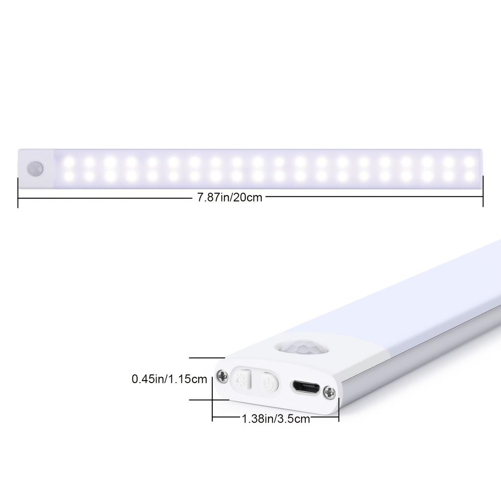 Motion Sensor Cabinet Light  Under Counter Closet Lighting Wireless USB Rechargeable Kitchen Lights Battery Operated Light