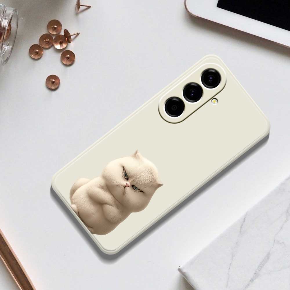 For Samsung Galaxy A56 5G Case Angry Cat Pattern Printing Straight Edge TPU Phone Back Cover