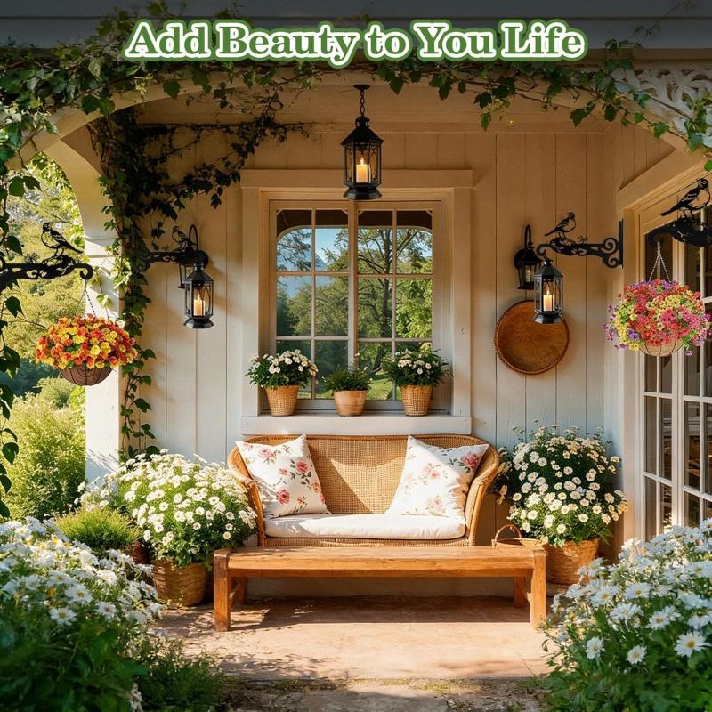 1/2Pcs Heavy Duty Outdoor Hanging Basket Brackets, Iron Plant Hanger Wall Hooks for Bird Feeders, Planters, Lanterns, Fence & Wind Chimes