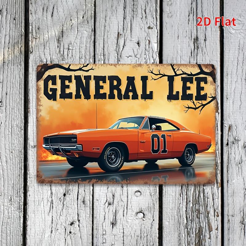 [Vintage Iron Wall Plaque] Surface,Vintage Iron Wall Plaque - "General Li 01" Vintage Car Art with Flame Orange And Black Design