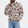 Herren Weihnachts-Print Flanell-Sweatshirt mit Stehkragen für die Feiertage
