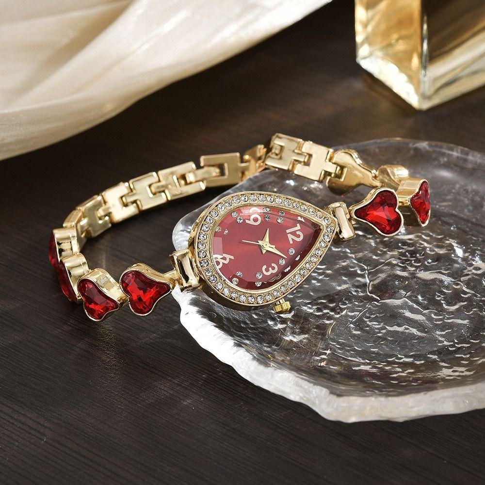 Fashion Accessory Heart Bracelet Watch Waterdrop Shaped Case Women's Quartz Watch  Daily Use