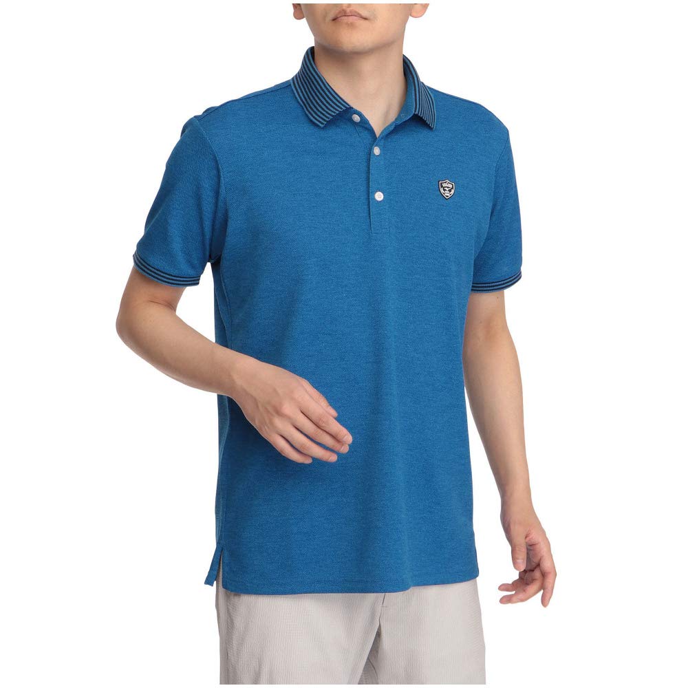 Mizuno Golf Wear Short Sleeve Polo Oni Size L Shirt, Collar, Pique, Moisture-Wicking, Quick-Drying, Men's, Blue, (52MA1007)
