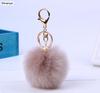 New Women Fur Key Chain Car Keychain Pom Pom 8cm Pompom 13 Colors with Pearl Bag Charm Cute Car Key Ring Jewelry #16002