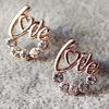 Korean Version of Fashion LOVE Letter Stud Earrings, Korean Alloy Diamond Earrings 1 Yuan Store Stall Earrings