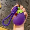 Eggplant PU Leather Bag Pendant Cartoon Car Keyring Kawaii Vegetable Keychain  Girl/Boy