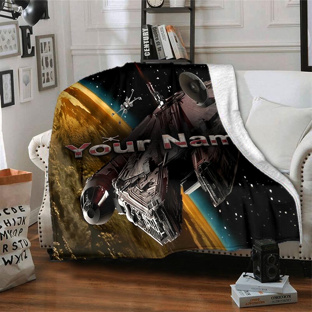 Star Wars Personalized Text Blanket Multi-purpose Personalized Blanket Soft Warm Cozy for Picnics Nap Home Decor Office Chair for All Occasions