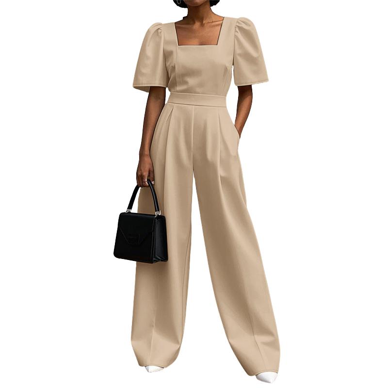 

ZANZEA Женские летние комбинезоны с квадратным воротником и короткими рукавами, длинные комбинезоны S хаки