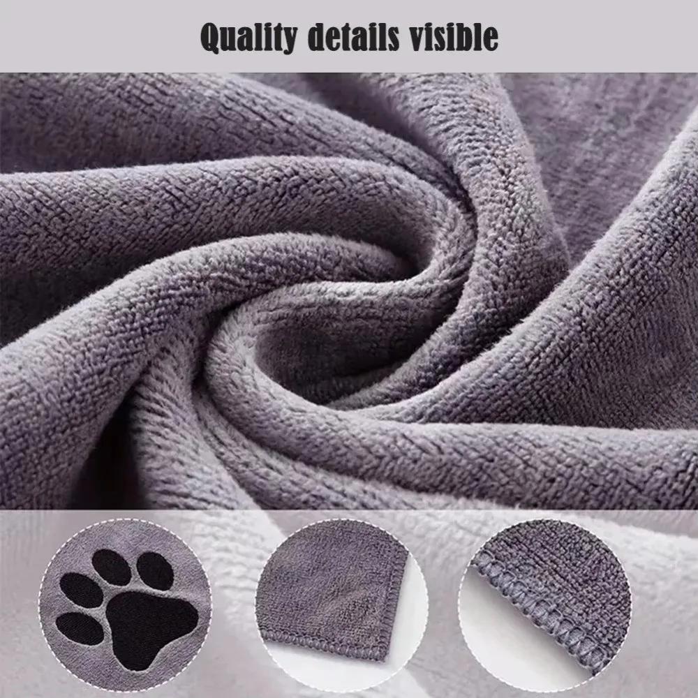 Super Absorbent Pet Dog Towel Microfiber Embroidered Big Puppy Bathrobe Quick-Drying Thickened Pet Bath Towel Pet Supplies
