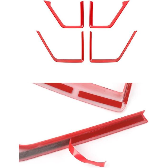 ABS Red Full Interior Decorative Cover Trim Sticker Compatible with Ford F150 2015-2020 (4pcs/Set Inner Door Handle Under Decorative Strip)