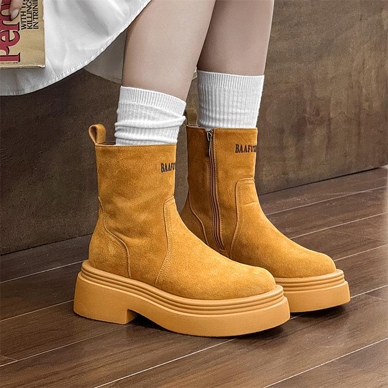 New Martin boots men's autumn and winter thick-soled cigarette boots one-pedal Chelsea boots men's boots 5044-K