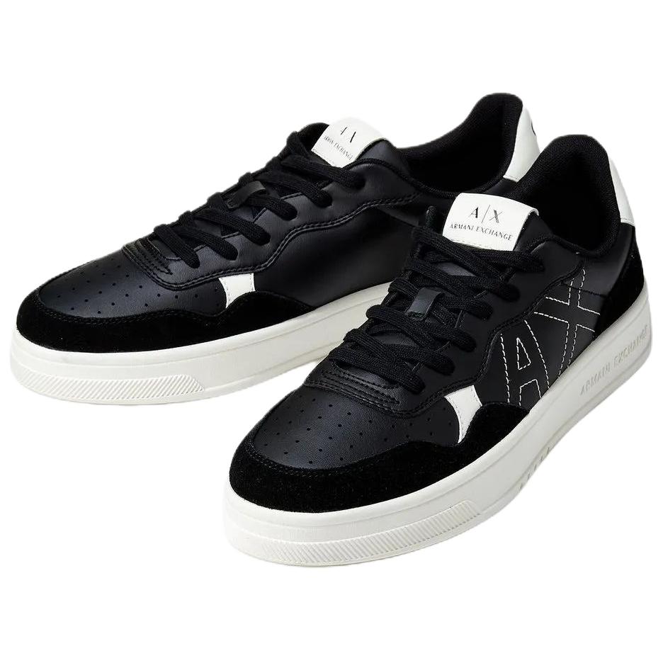 Armani Exchange Round Toe Flat Low Top Sneakers Men sneakers Black XUX148XV6011K001
