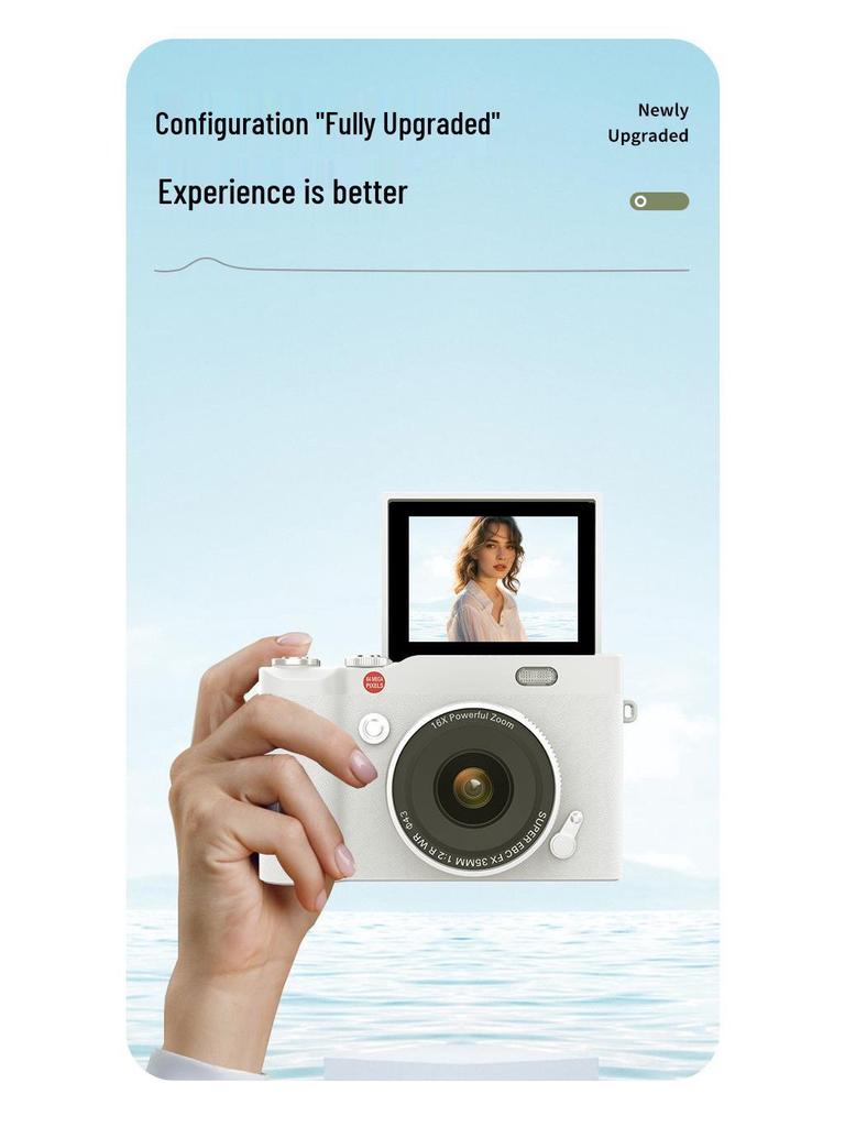 Retro 4K Flip Screen Mirrorless Camera for Students - High Definition, Portable, CCD Sensor