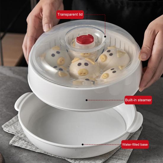 Microwave Vegetable Steamer Food Grade Transparent Plastic Cookware Reusable Kitchen Cooking Steamer for Dumplings Vegetables