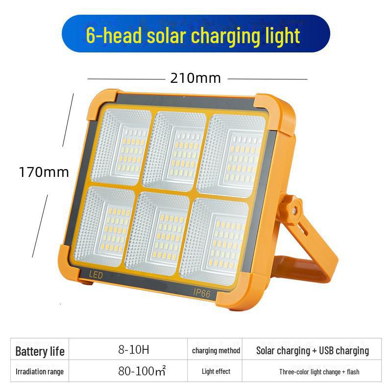 High-Power Portable Solar LED Floodlight for Outdoors and Construction