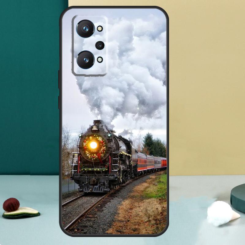 Vintage Steam Train Railway For Realme 14 13 Pro Plus 10 11 12 GT 5 6 6T GT7 Pro C61 C55 C53 C51 C21Y C25S C75 C67 Case