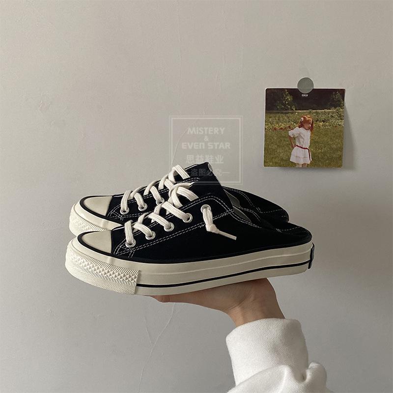 Student one-pedal lazy shoes versatile board shoes retro canvas shoes 116