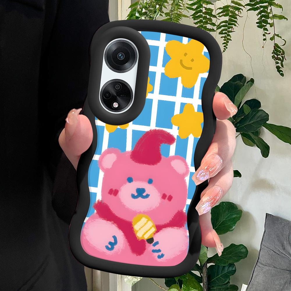 

Окрашенный узор Big Wave Edge Мягкий силиконовый материал Macaron чехол для телефона противоударный защитный резиновый чехол для OPPO Reno Realme Realme Narzo 70 Pro 5G чёрный