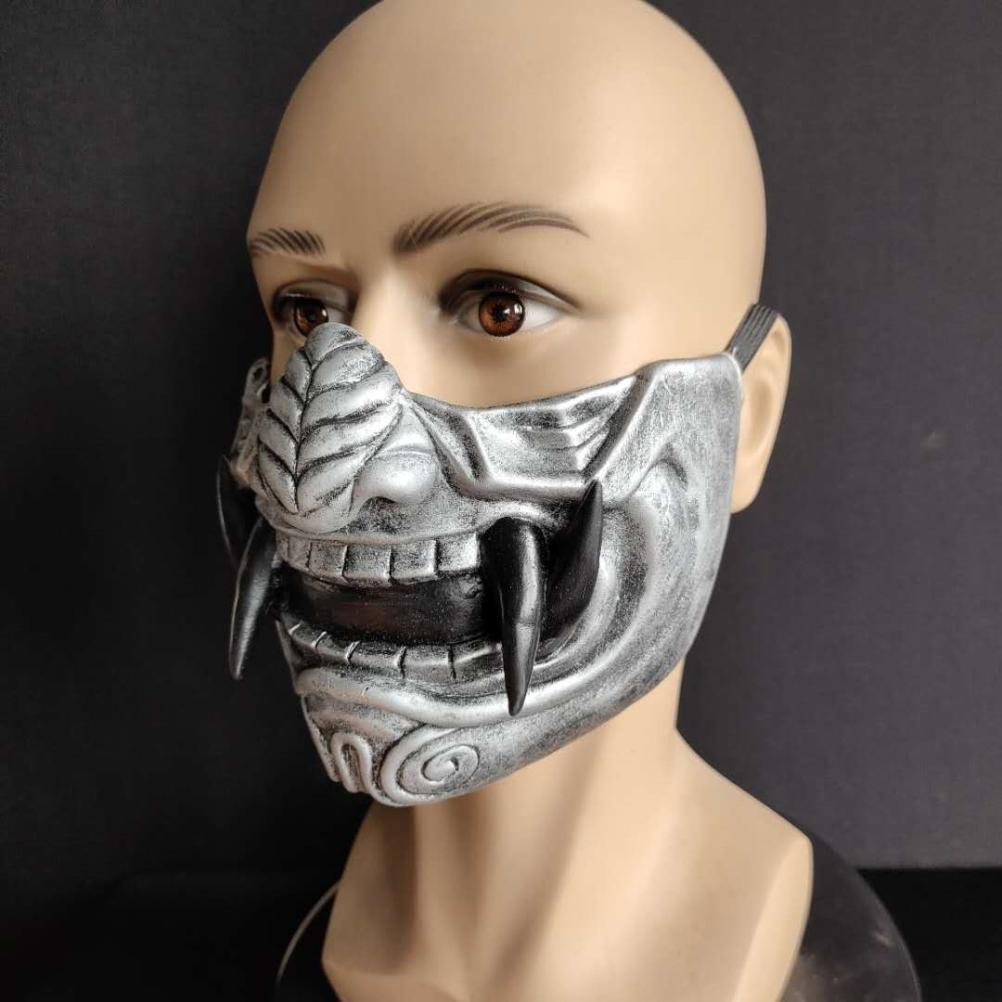 Japanische Dämonen-Gesichtsmaske Geist Cosplay Halbgesichtsmaske Halloween Kostüm Requisiten