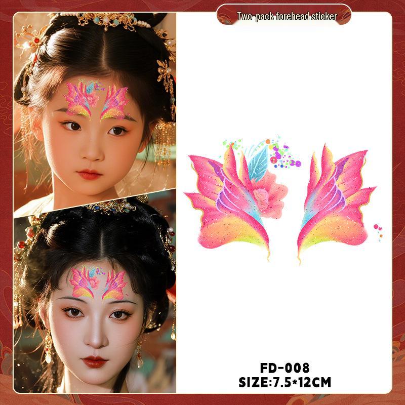 Dunhuang Glitter Face Stickers: Ancient Style Forehead & Eye Tattoos for Hanfu and Stage Performance