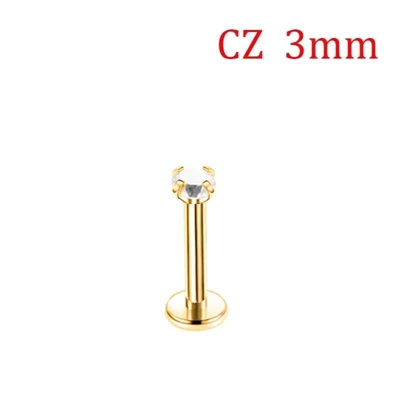 1 Stück G23 Titan Piercing CZ Stein Innen Gewinde Labret Monroe Lippenring Tragus Nagel Helix Ohrstecker 16G 18G Körperschmuck