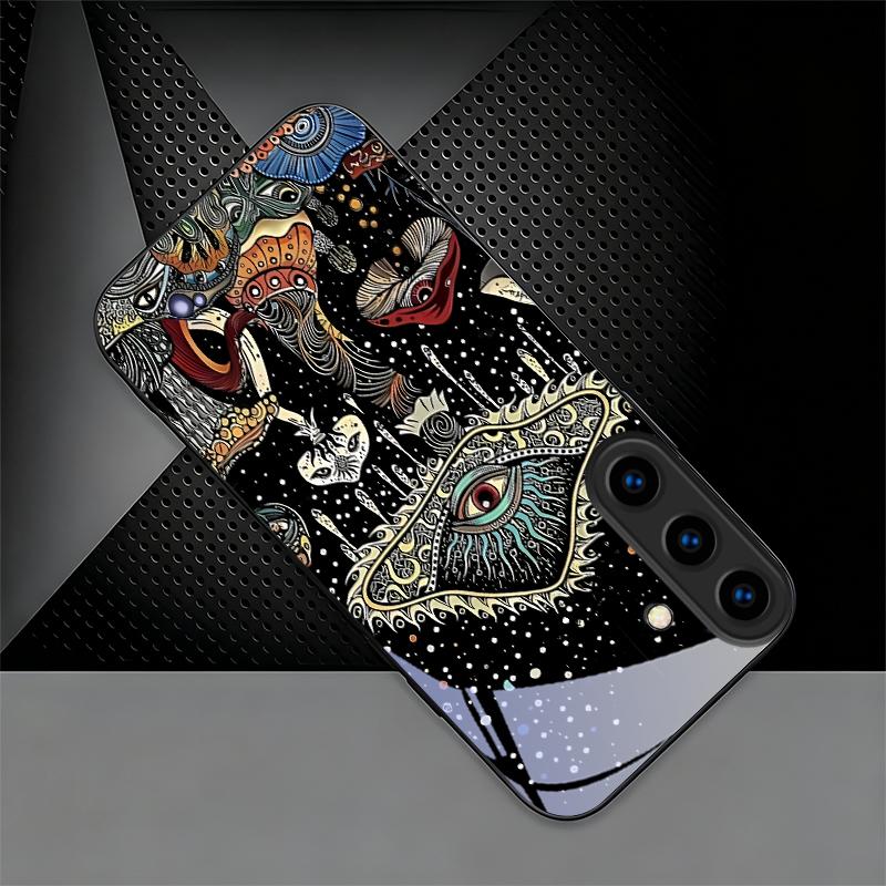 Magic Mushrooms Art Black Phone Case For Samsung Galaxy S26 Ultra S25 Edge S24 FE S23 Plus S22 S21 S20 S22 S25 24 5G Glass Cover