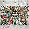 Game Night Tapestry, Retro Game Collage Background Cloth, Man Cave Decor
