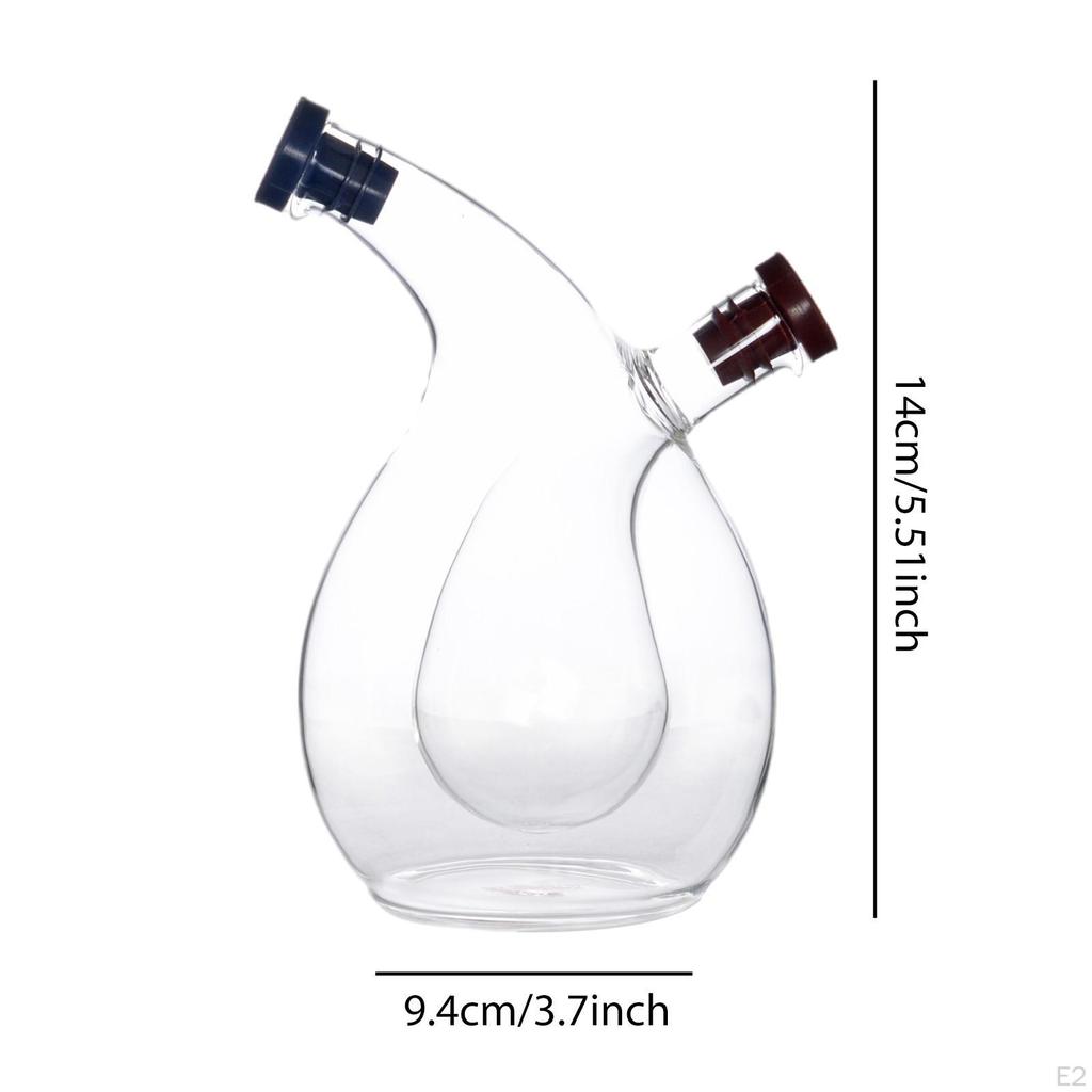 Transparente 2-in-1-Essig- und Ölflasche Getrennte Fächer mit Gummistopfen zum Kochen Multifunktional