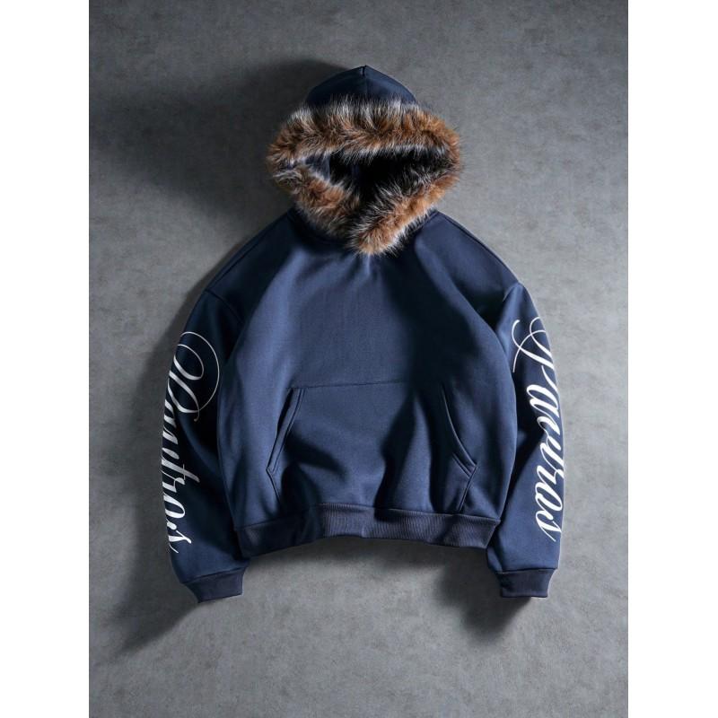 Oversized Hooded Sweatshirt With Faux Fur
