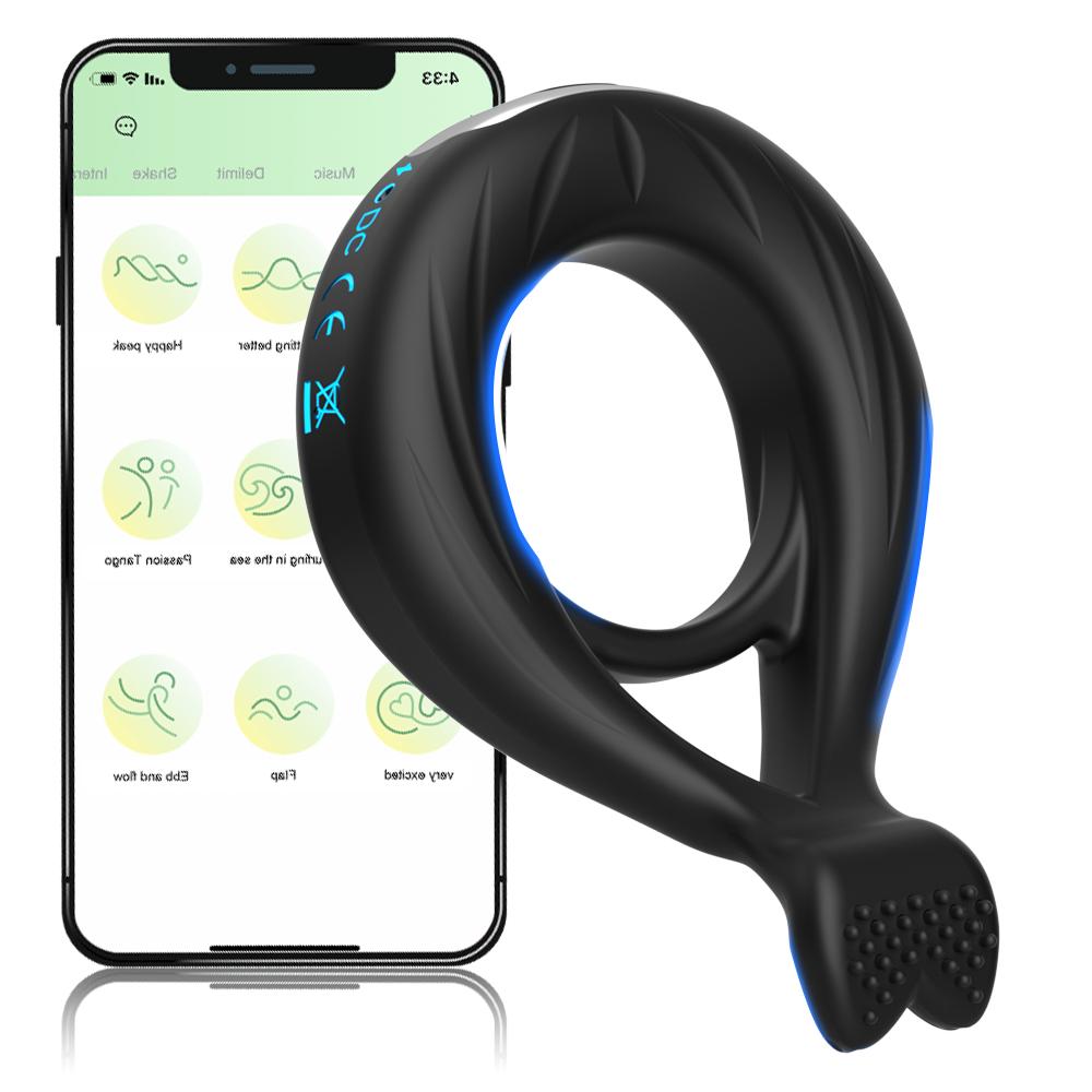 Penis Ring Vibrator G-Spot Stimulation  APP Control Adjustable Vibrating Ring Longer Harder Stronger Erection Toy Men Adult Penis Trainer Masturbator
