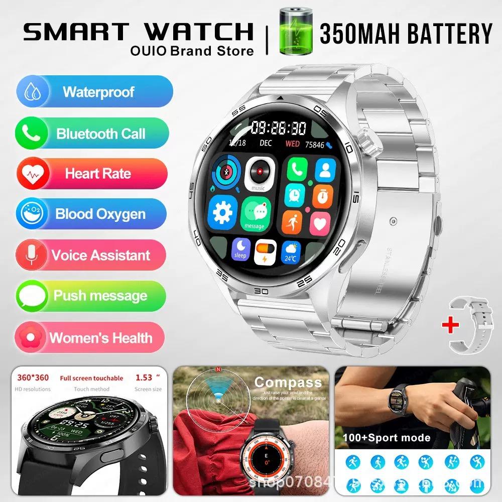 GPS NFC Smart Watch Men 360*360 AMOLED Screen Heart Rate Bluetooth Call IP67 Waterproof Man Smartwatch 2024